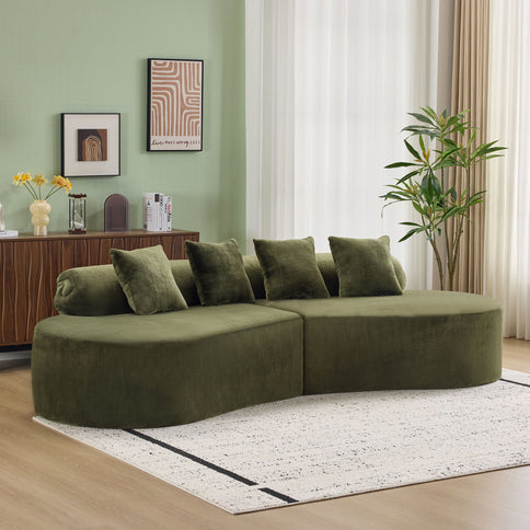 Modern Curved Sofa With Pillows