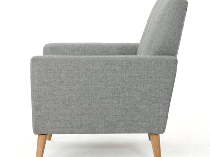 Fabric Channel Stitch Club Chair With Tufted Back - Gray