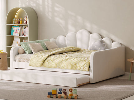 Shell Shaped Upholstered Daybed Frame With Slats