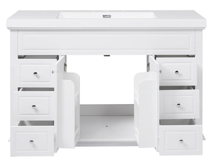 Bathroom Vanity & Sink, 6 Soft Close Drawers & Double Doors - White