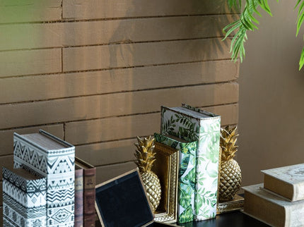 Botanical And Book Boxes (Set of 2) - White / Green