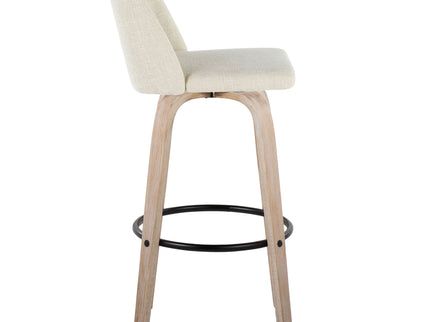 Toriano - Contemporary Fixed Height Barstool Swivel And Round Footrest (Set of 2)