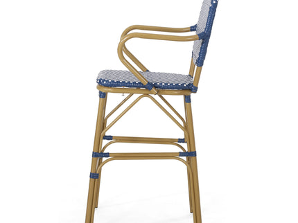 Outdoor Wicker And Aluminum French Barstools (Set of 2)