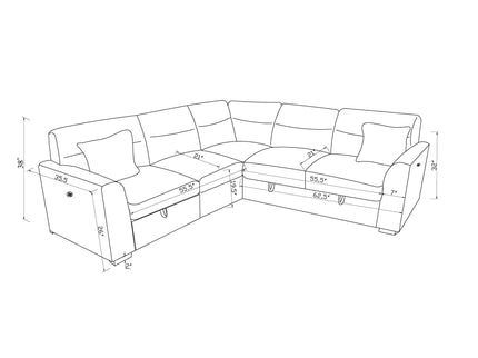 Emiliano - Sectional Sofa With 3 Pillows - Nickel