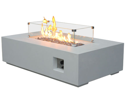 Outdoor Concrete Propane Gas Rectangle Fire Pit Table