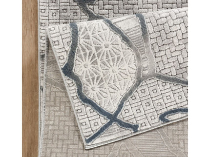 Geometrix - 5'3" X 7'3" Area Rug, Geometric 3D Effect - Gray / Ivory