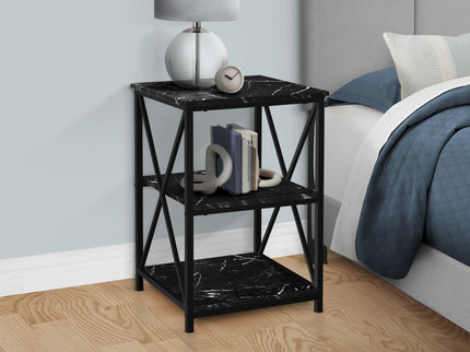 3 Tier Accent Table, Side Marble Look Contemporary & Modern