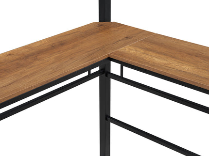Full Size Loft Bed With 3 Layers Of Shelves And L-Shaped Desk - Black