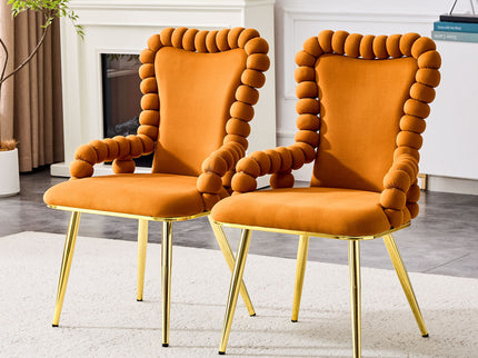 Puffy Bubble, Ball Chain Chair With Armrests For Dining Room (Set of 2)