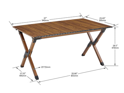 Folding Outdoor Table, Lightweight Aluminum Roll-Up Rectangular Table For Indoor, Outdoor Camping, Picnics, Beach, Backyard, Bbq, Party, Patio - Brown