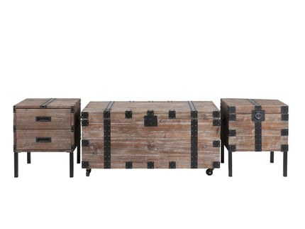 Trunk Table And Side Table With Large Storage Dress Up Your Liviing Room (Set of 3) - Antique Gray