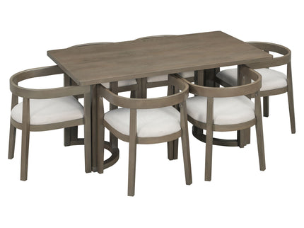Rectangular Dining Table Set For 6 With Upholstered Barrel Back Chairs