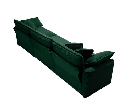 Mid-Century Modern 3 Seater Sectional Sofa With Arm And Throw Pillows