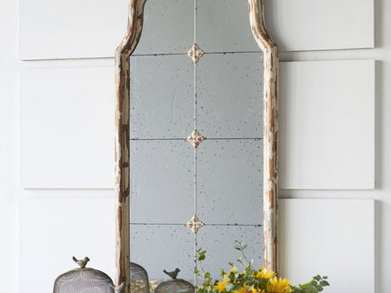 Large & Framed Wall Mirror, Arched Mirror With Decorative Window Look For Living Room - Cream