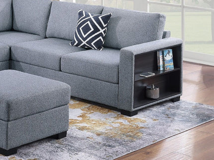 Contemporary Sectional Sofa 4 Piece Set With Built In Shelves L - Shaped Design