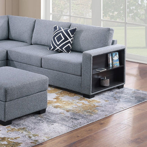 Contemporary Sectional Sofa 4 Piece Set With Built In Shelves L - Shaped Design