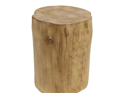 Hand Painted Wood Stump Style Outdoor Side Table - Light Brown