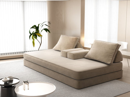 Multifunctional Convertible Sofa Bed With 2 Tumbler Backrests And 2 Pillows, Deep Seat Couch
