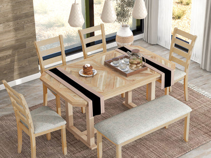 6 Piece Dining Table Set With Ergonomic Seating