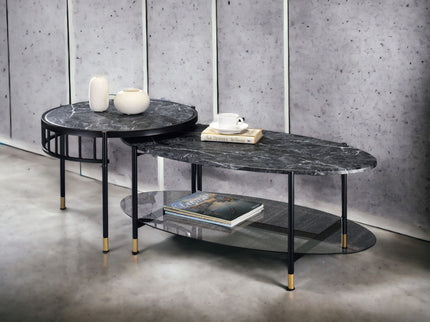 Silas - Engineered Stone Top Nesting Table - Black