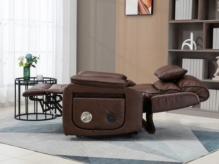 180 Degree Recliner Chair With Wireless Charging, Lumbar Support, And Dual Motor Lift - Brown