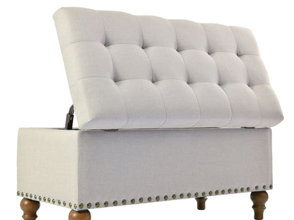 Upholstered Ottoman With Storage And Rivet Trim