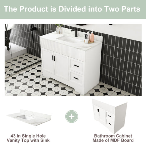 Bathroom Vanity Set, Fluted Cabinet, Soft Close Doors & Drawers - White