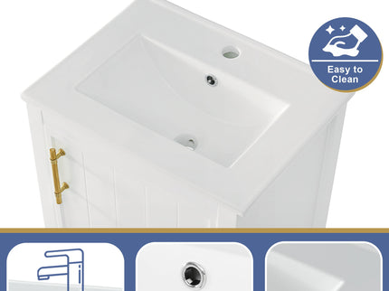 Modern Bathroom Vanity With Sink, Soft-Closing Door And Open Shelf