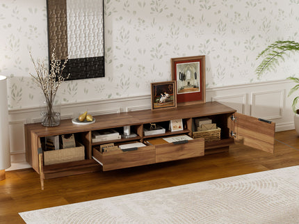 TV Stand With 2 Drawers And Open Shelving - Walnut