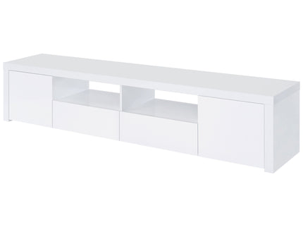 Garner - 2 Door Stand With Drawers Media Console - Gloss White