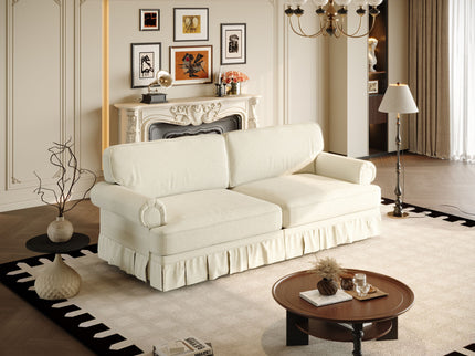 Luxuriously Comfortable Cloud Couch With Elegant Rolled Arms & Pleated Skirt Design
