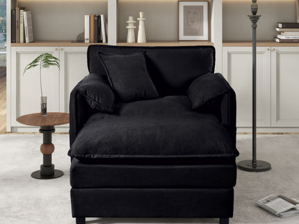 Oversized Chair With Movable Ottoman, Soft Upholstered Lounge Chair