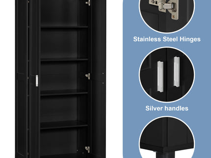 Storage Cabinet With Adjustable Shelves, 2 Doors, Rectangle Design For Bathroom