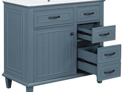 Modern Bathroom Vanity With Sink Top, Flip Drawers, Adjustable Shelf