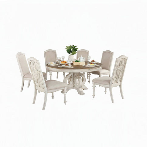 Elegant Dining Set Round Table And Side Chairs