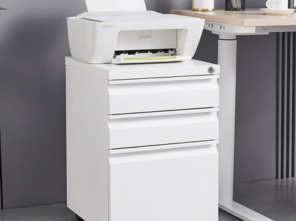 Contemporary 3 Drawer Mobile Filing Cabinet With Lock, Metal Office Storage For Legal / Letter Size