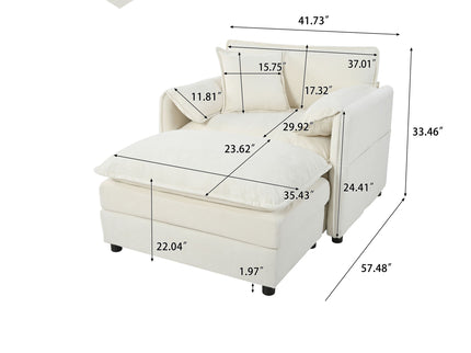 Oversized Chair With Movable Ottoman, Soft Upholstered Lounge Chair