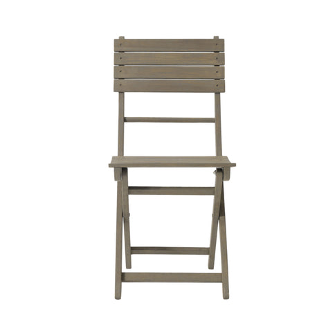 Outdoor Foldable Wood Dining Chair With Slat Design (Set of 2)