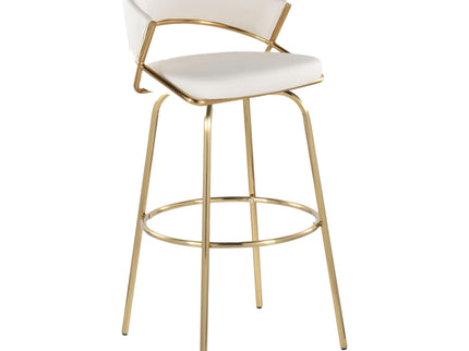 Jie - Fixed Height Contemporary Barstool With Swivel With Round Footrest (Set of 2)