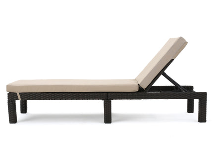 Puerta - Chaise Lounge Frame Cushion Outdoor Wicker Iron - Beige / Dark Brown