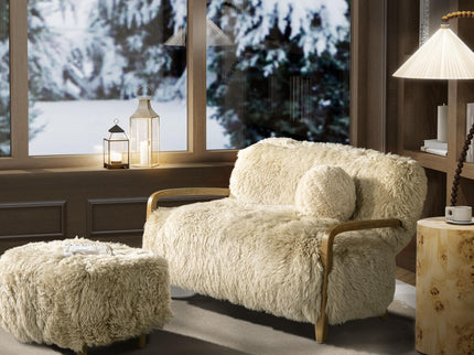Enchante - Sheepskin Accent Loveseat - Taupe / Natural