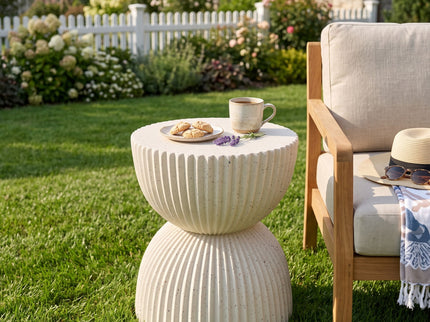 Side Table With Speckled Ribbed Texture