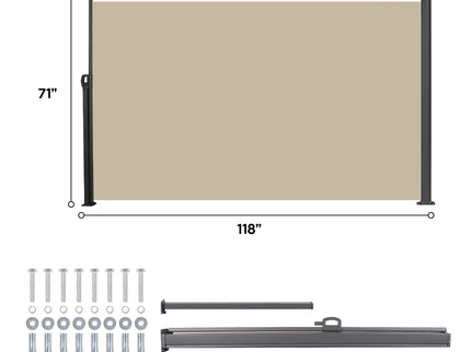Retractable Side Awning, Waterproof And UV Resistant, Privacy Screen For Patio