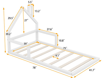 Floor Bed With House Shaped Headboard