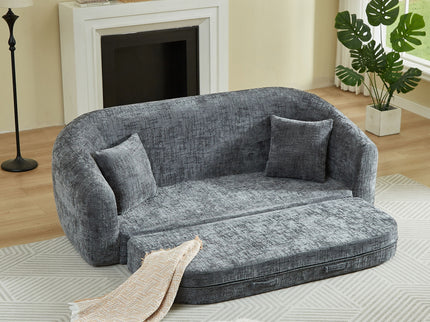 Curved Convertible Sofa, 2 In 1 Fold Out Bed With Pull Out Base And Deep Seat