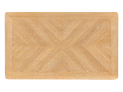 Rectangular Dining Table With Parquet Top, Rounded Corners