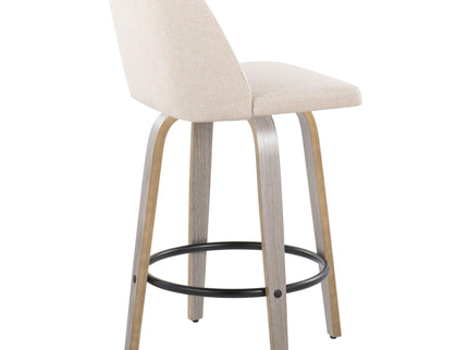 Toriano - Contemporary Fixed Height Counter Stool With Swivel & Round Footrest (Set of 2)