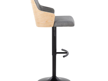 Stella - Contemporary Adjustable Barstool Stool With Swivel And Rounded T Footrest (Set of 2)