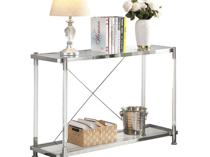 Chrome Glass Sofa Table, Acrylic Side Table, Console Table For Living Room & Bedroom - Chrome