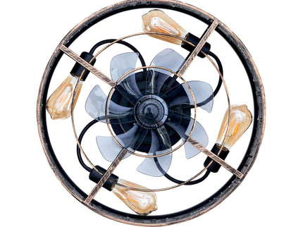 20" Iron Art Ceiling Fans With Remote, Flush Mount Ceiling Fan With 6 Speeds Reversible Motor, Not Included Bulbs - Blush / Gold / Bronze